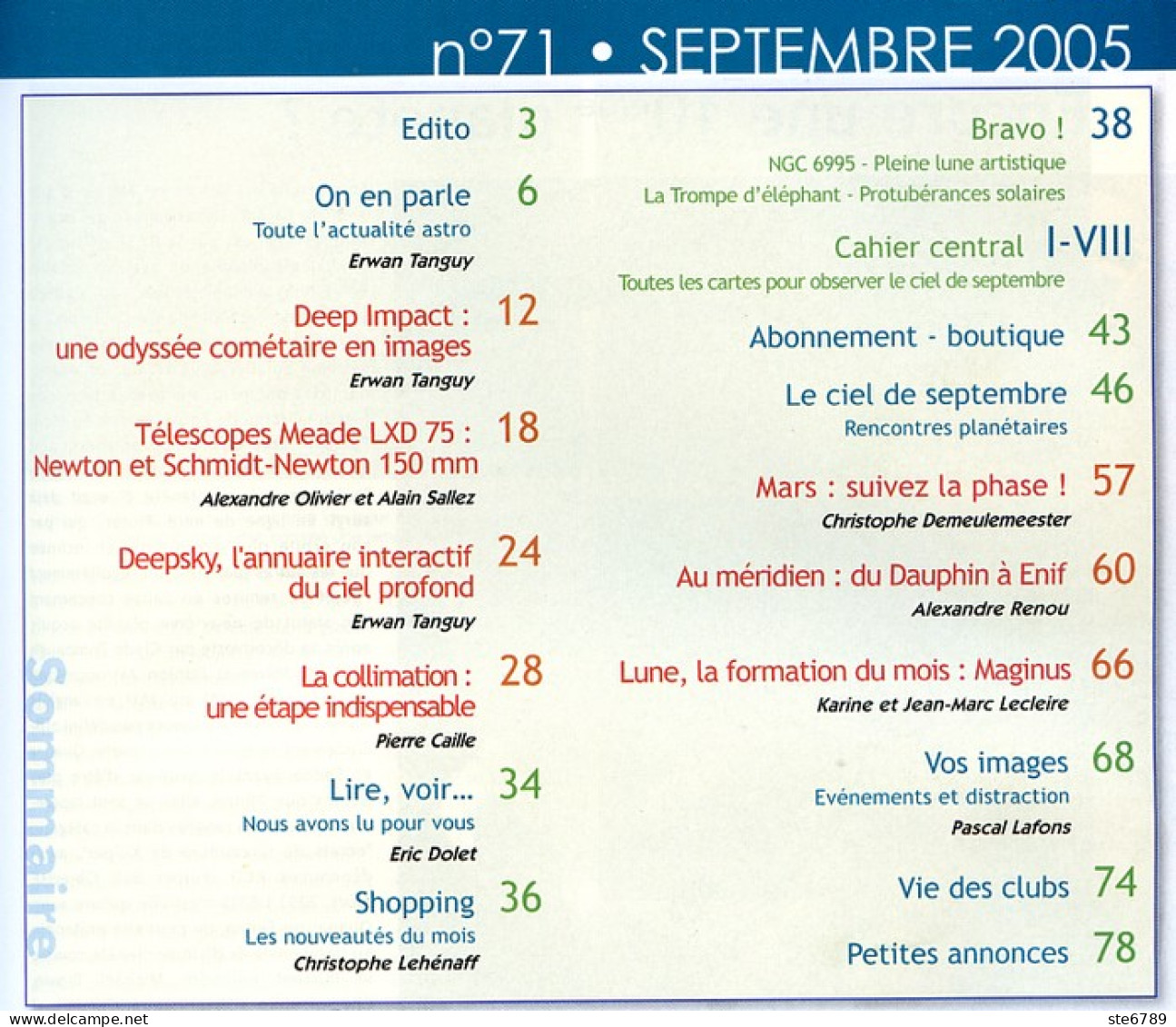 ASTRONOMIE Magazine  N° 71 Revue Des Astronomes Amateurs , Deep Impact Choc En Image , Observation De Pégase Au Dauphin - Ciencia