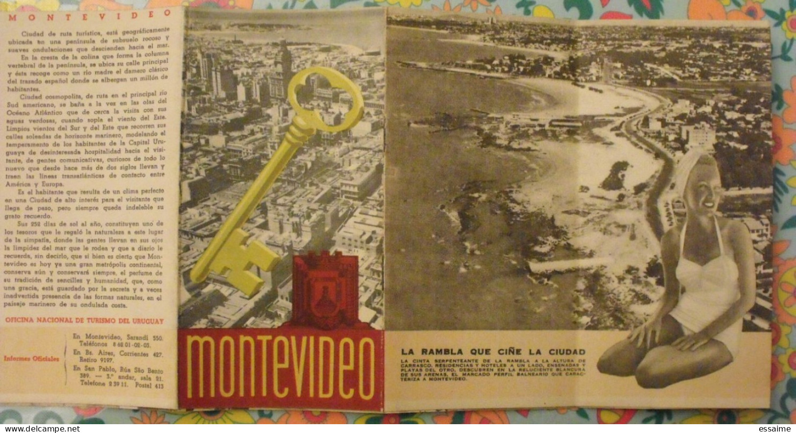 Uruguay. Plan Touristique. Montevideo.  Carte Dépliant Tourisme 1948 - Non Classificati