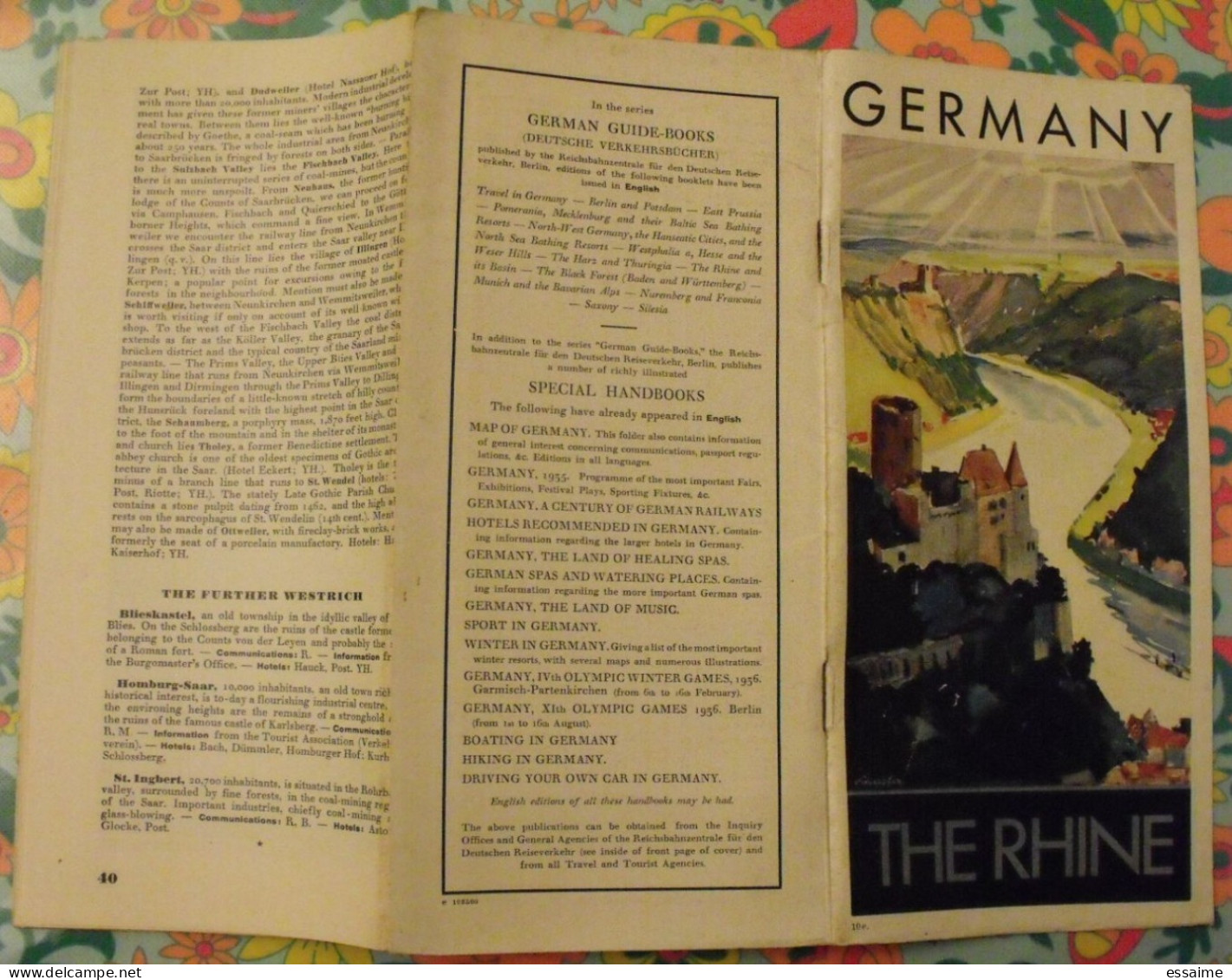 Allemagne Germany (en Anglais). Le Rhin, The Rhine. Plan Touristique. Carte Dépliant Tourisme Vers 1960 - Ohne Zuordnung