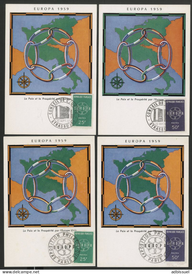 EUROPA 1959 N° 1218 + 1219 10 Plis Différents : 6 Cartes Maximum + 4 Env. Illustrées  Voir Suite - 1950-1959