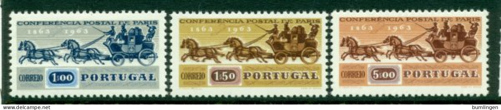 PORTUGAL 1963 Mi 938-40** 100th Anniversary Of The First International Postal Congress [L3794] - Poste