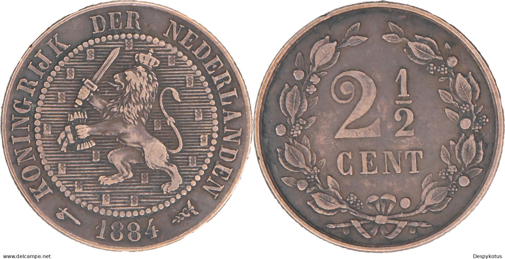 Pays-Bas - 1884 - 2 1/2 Cent - Guillaume III - 17-021 - 1849-1890 : Willem III