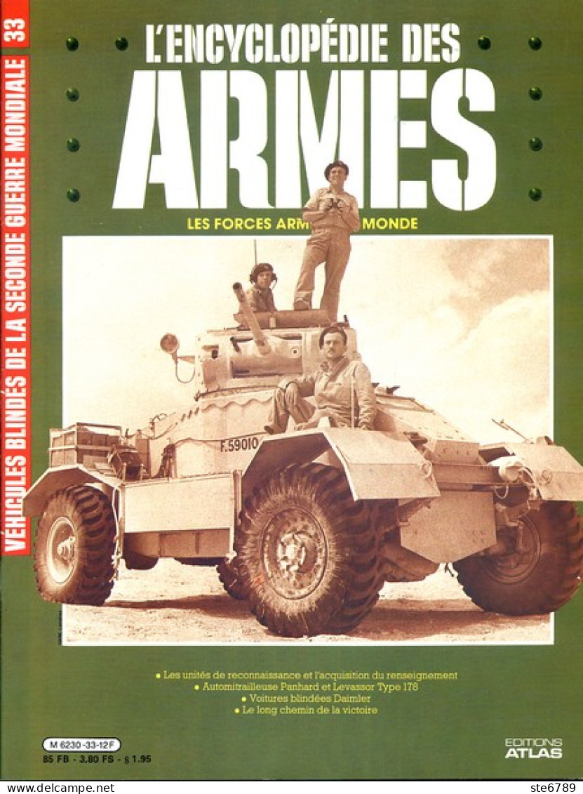 ENCYCLOPEDIE DES ARMES N° 33 Blindés 2° Guerre Panhard Levassor , Daimler  ,  Militaria Forces Armées - Francese