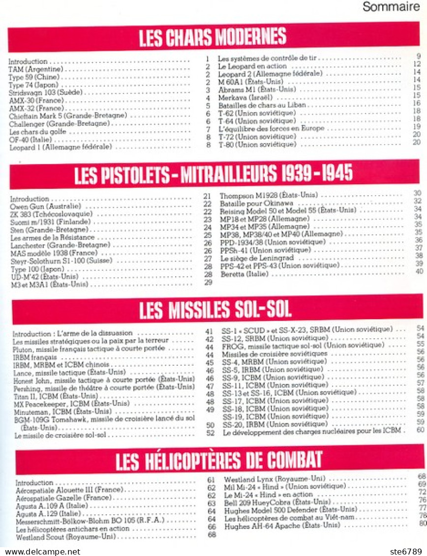 ENCYCLOPEDIE DES ARMES N° 1 Les Chars Modernes Merkava , Léopard , Liban , Militaria Forces Armées - Français