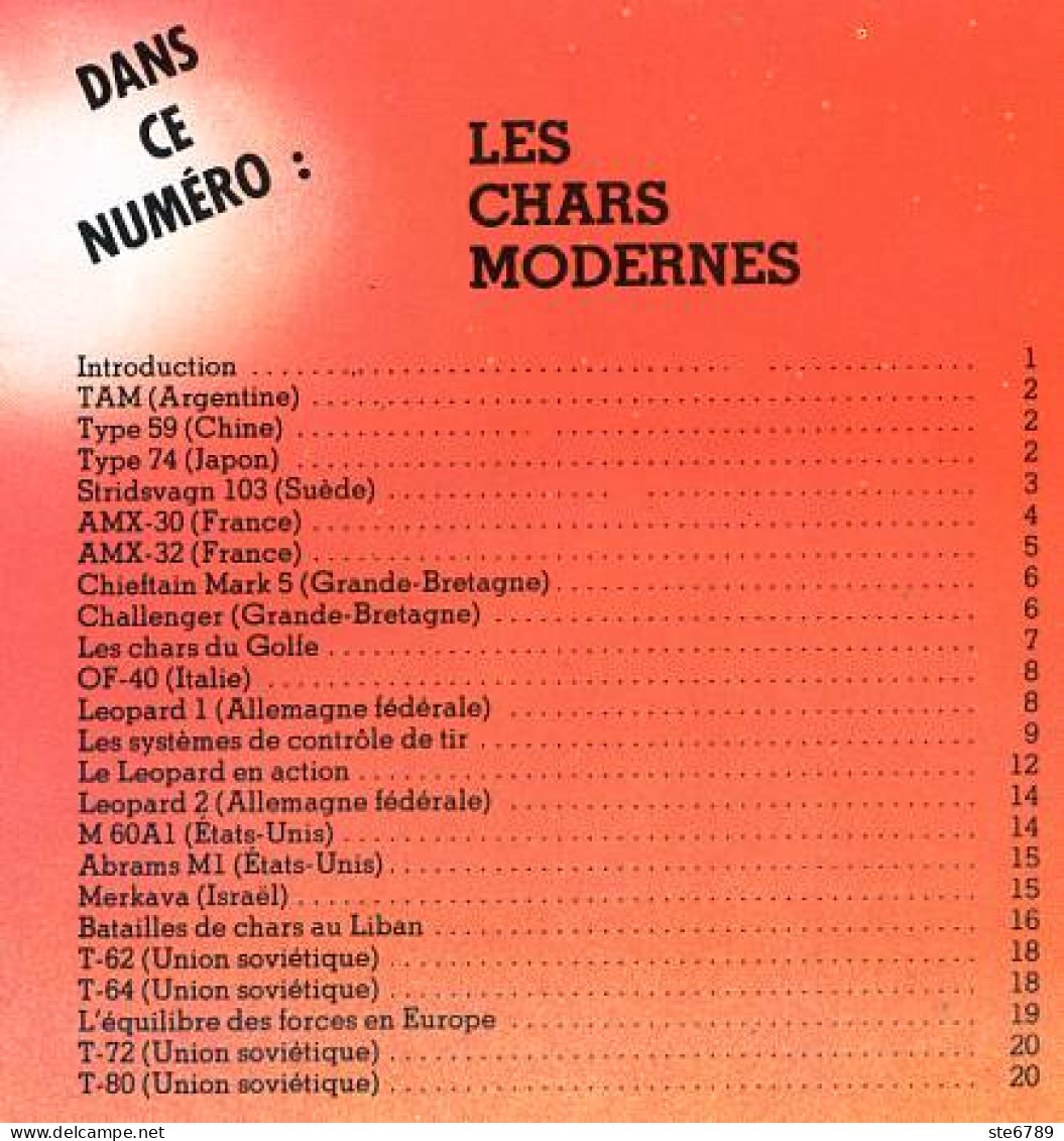 ENCYCLOPEDIE DES ARMES N° 1 Les Chars Modernes  , Militaria Forces Armées - French