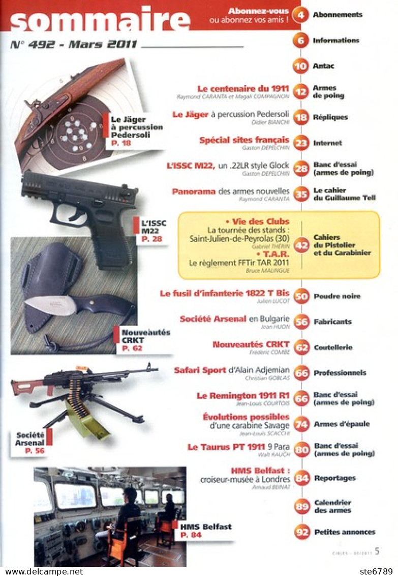 CIBLES N° 492 Revue Armes Et Tir Les 1911 , Remington  , Taurus , Jager A Percussion , - Francese