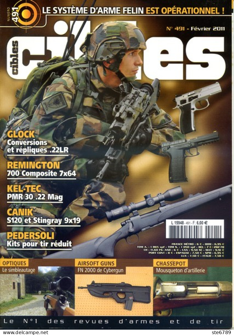 CIBLES N° 491 Revue Armes Et Tir Glock , Le FELIN , Mitrailleuse MAG  , Le Mousqueton , Remington 700 - Französisch