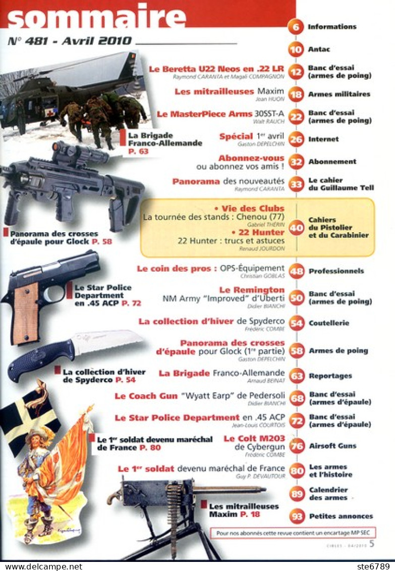 CIBLES N° 481 Revue Armes Et Tir Beretta U22 , 22 Hunter , Colt M203 , Brigade Franco Allemande , - Français