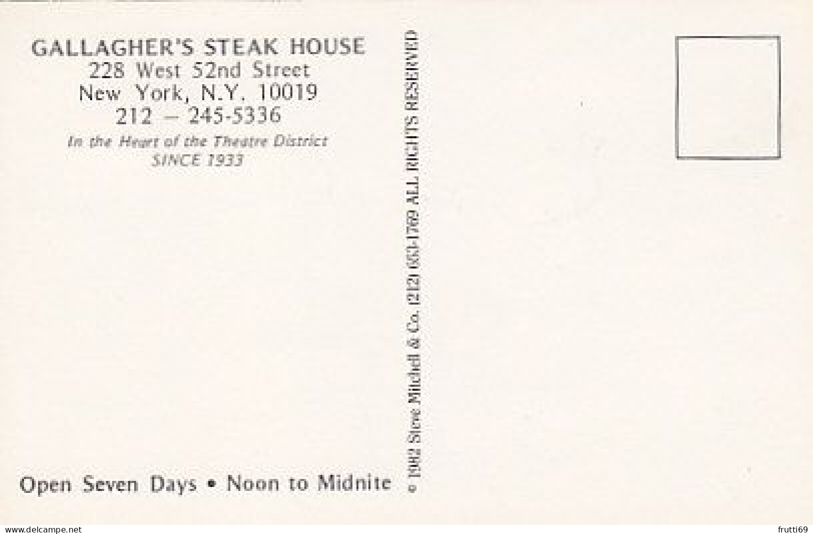 AK 183181 USA - New York City - Gallagher's Steak House - Cafes, Hotels & Restaurants