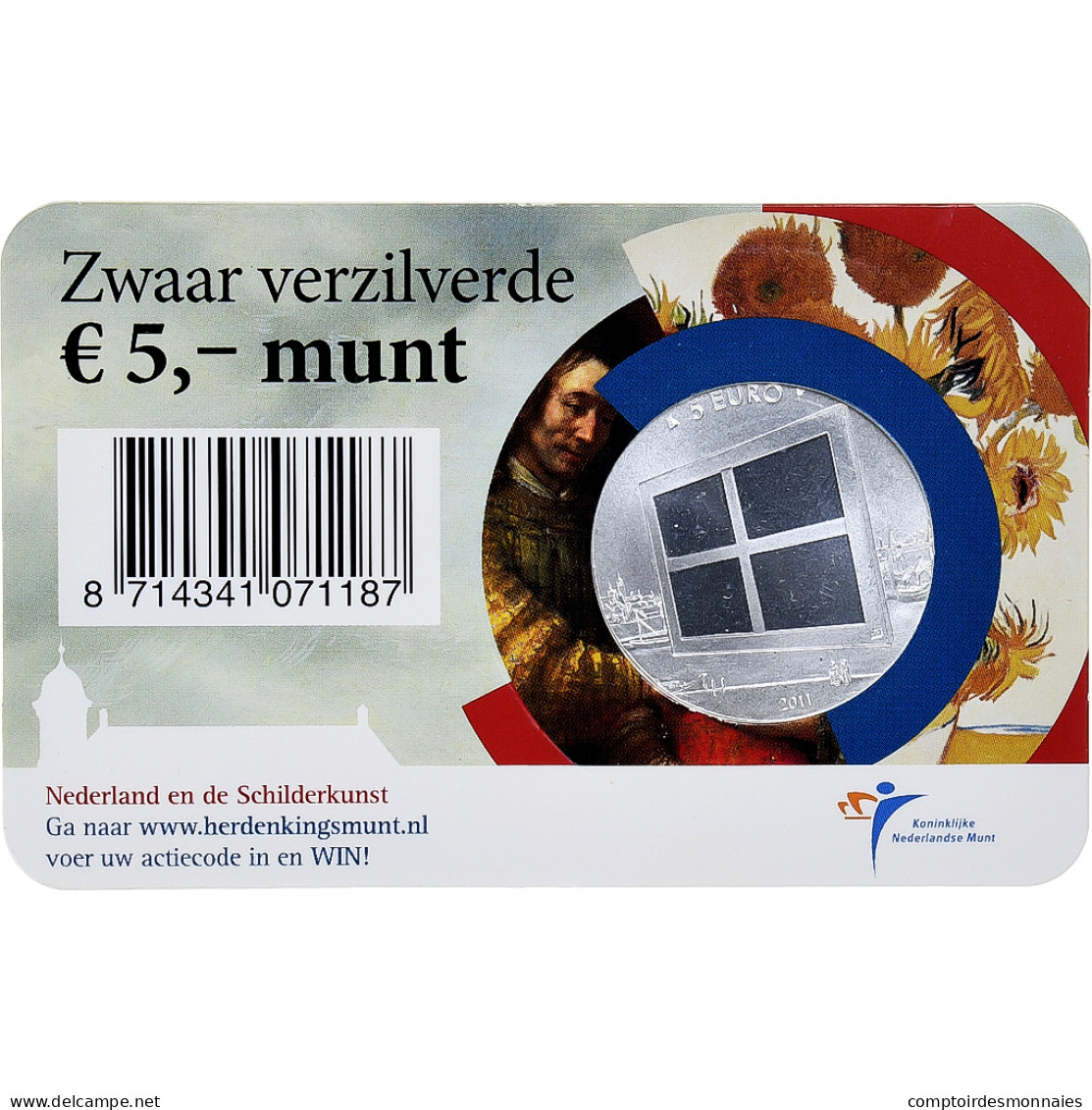 Pays-Bas, 5 Euro, 2011, Utrecht, FDC, Cuivre Plaqué Argent, KM:304a - Netherlands