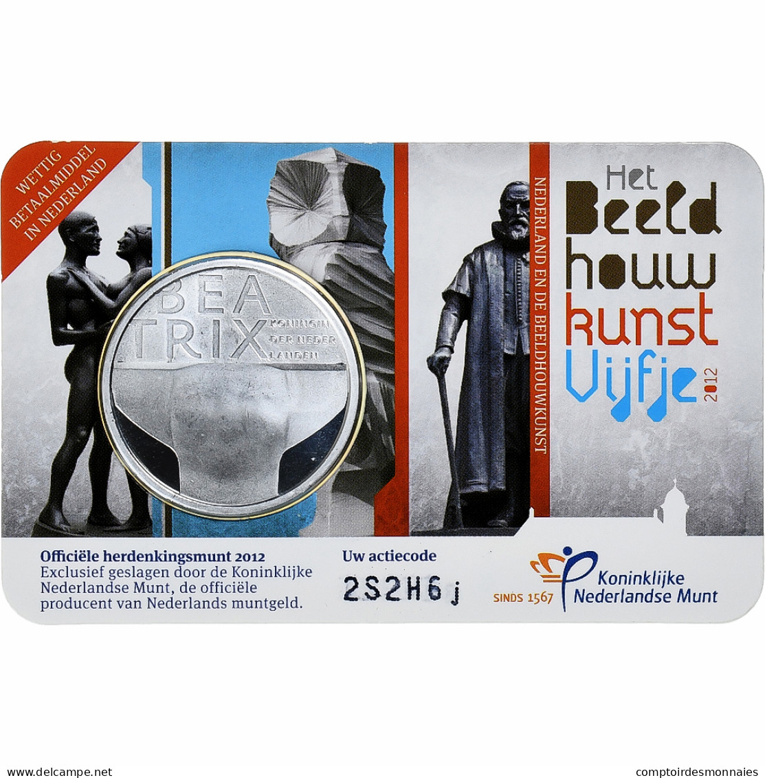 Pays-Bas, 5 Euro, Beeldhouwkunst, 2012, FDC, Cuivre Plaqué Argent - Pays-Bas