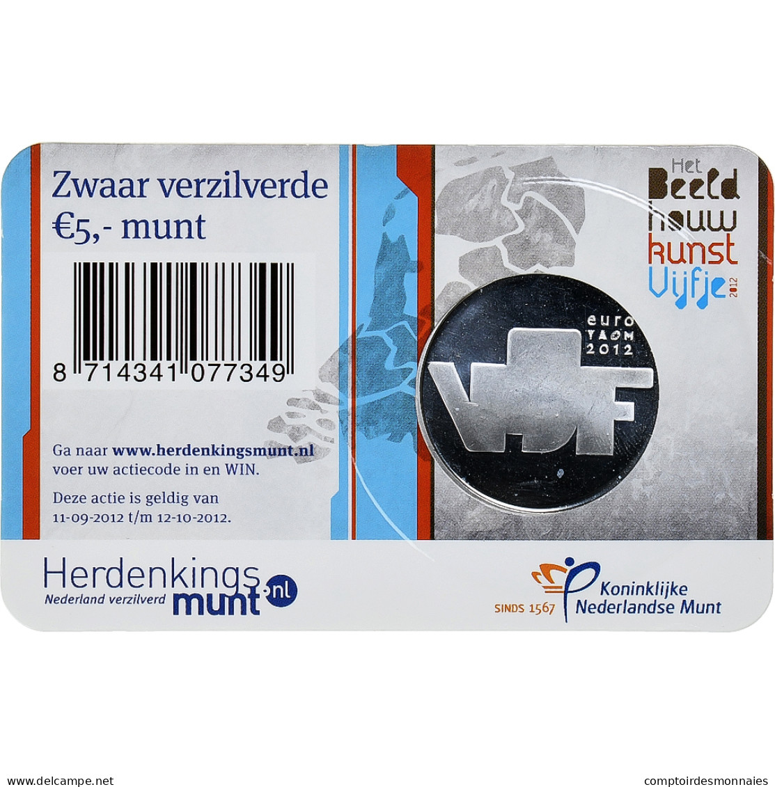 Pays-Bas, 5 Euro, Beeldhouwkunst, 2012, FDC, Cuivre Plaqué Argent - Nederland