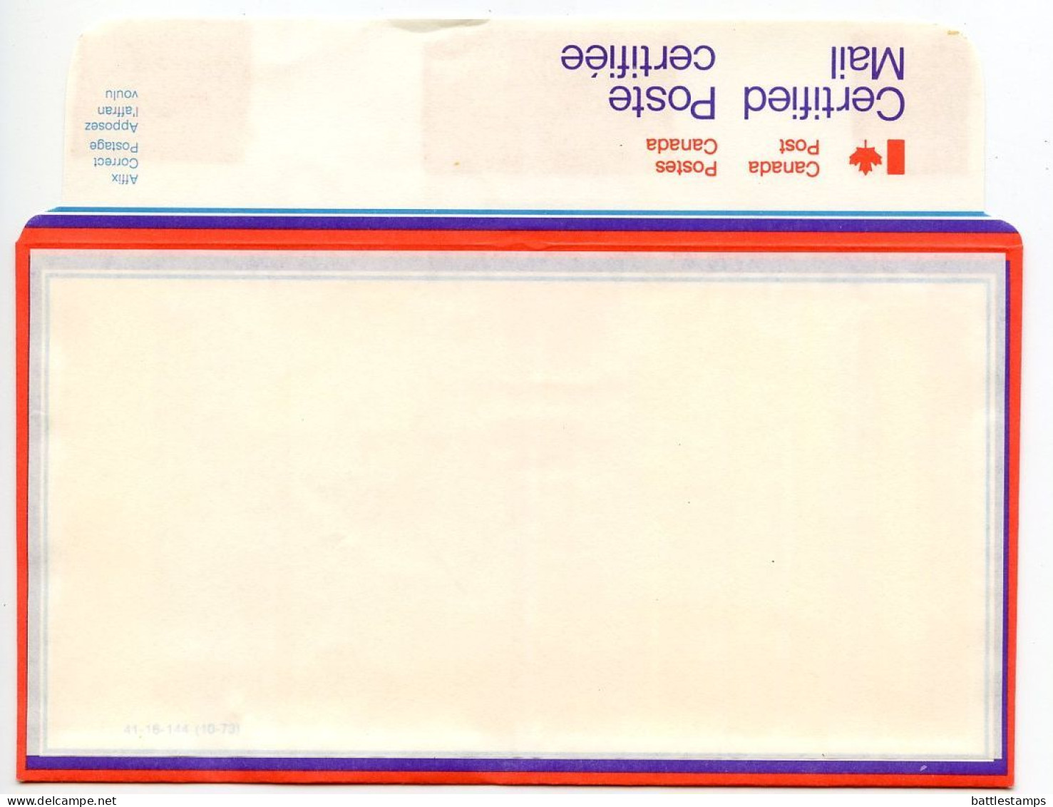 Canada C.1970's 3 Different Unused Certified Mail Envelopes / Return Receipt Card - Brieven En Documenten