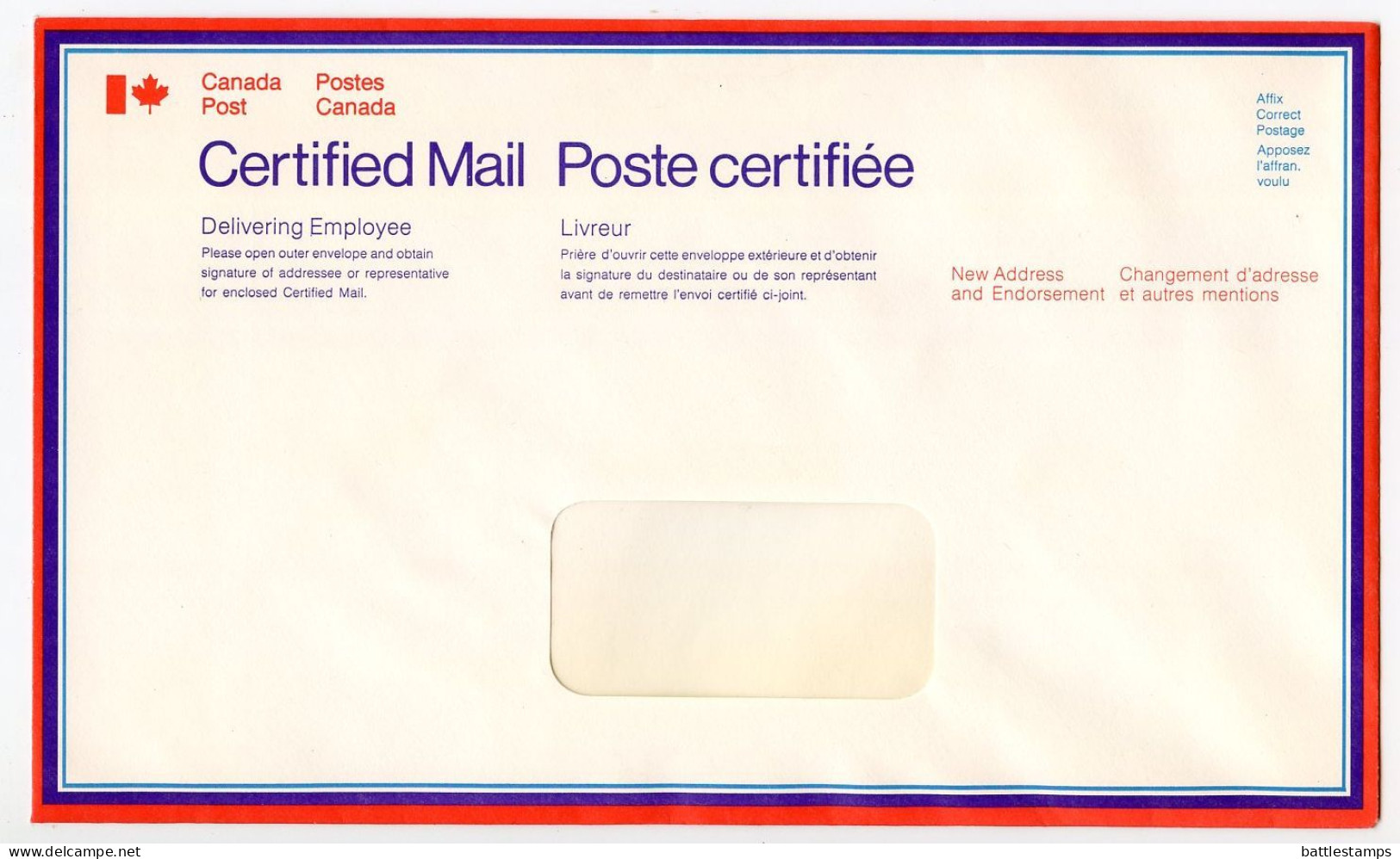 Canada C.1970's 3 Different Unused Certified Mail Envelopes / Return Receipt Card - Briefe U. Dokumente