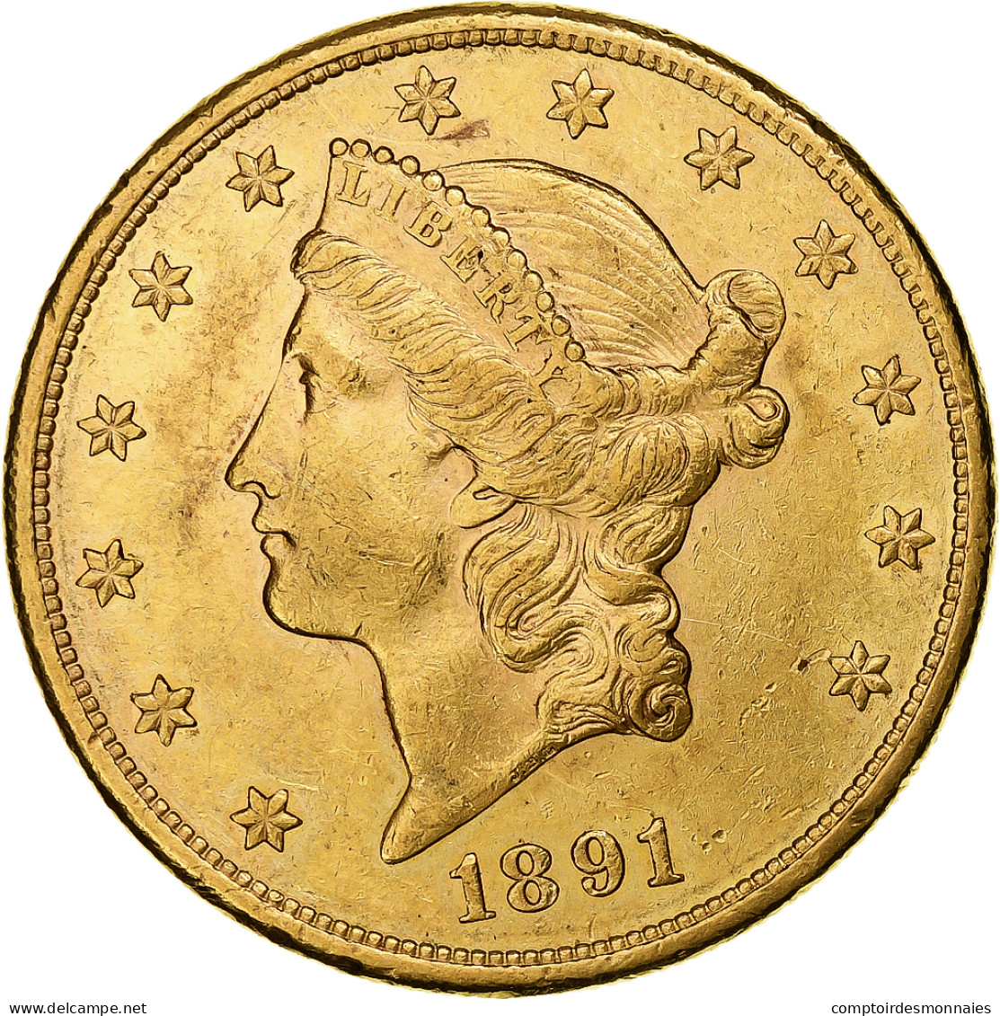Monnaie, États-Unis, Liberty Head, $20, Double Eagle, 1891, U.S. Mint, San - 20$ - Double Eagle - 1877-1901: Coronet Head