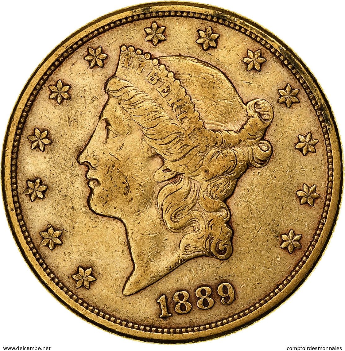 Monnaie, États-Unis, Liberty Head, $20, Double Eagle, 1889, U.S. Mint, San - 20$ - Double Eagle - 1877-1901: Coronet Head