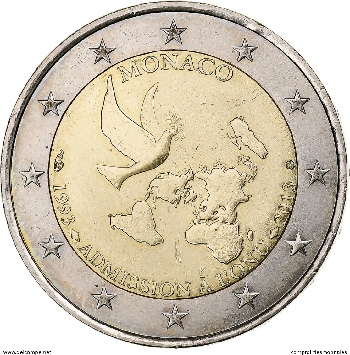 Monaco, 2 Euro, Admission à L'ONU, 2013, SPL, Bimétallique - Monaco