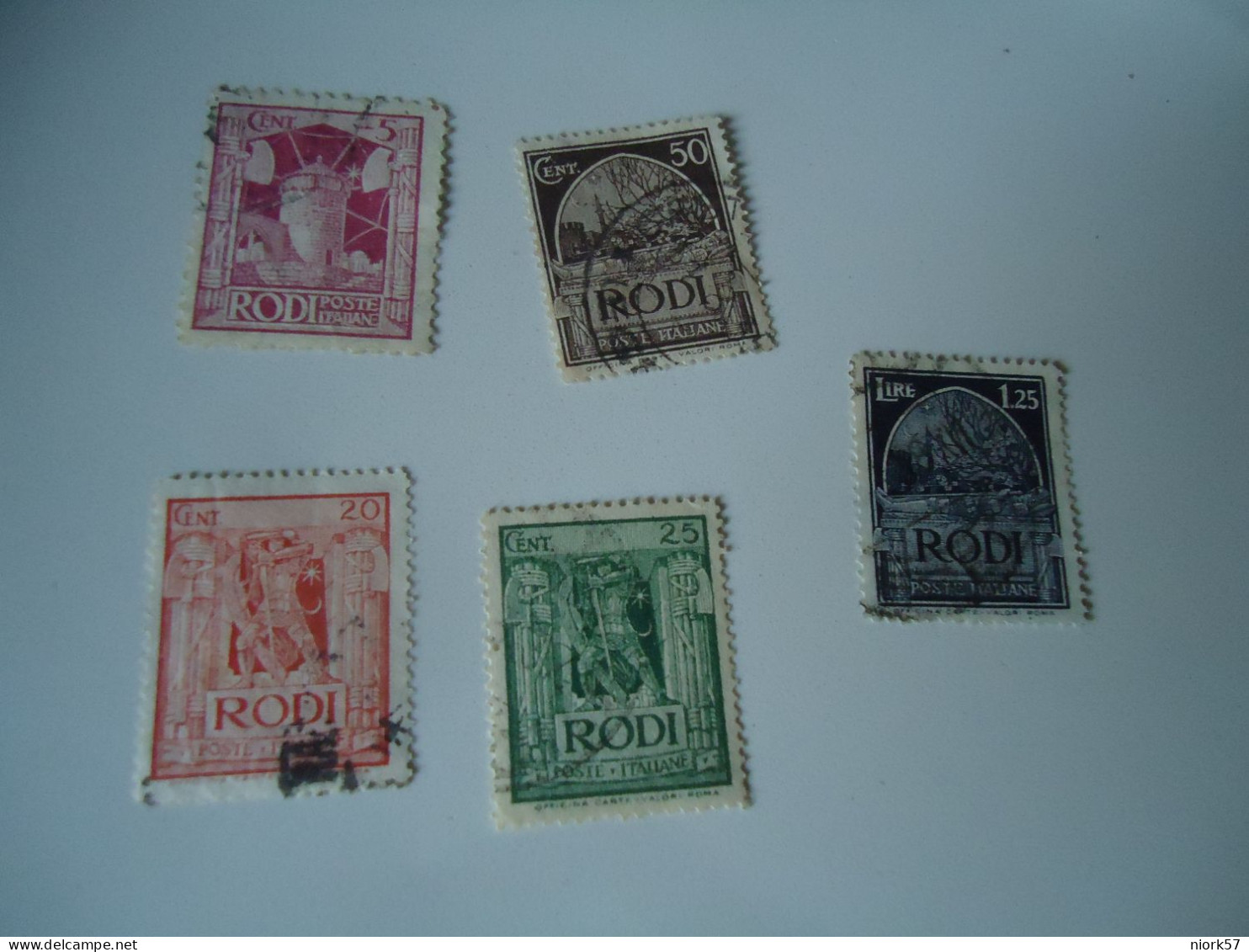 RHODΙ  ITALY  GREECE USED  5  STAMPS - Aegean (Rodi)