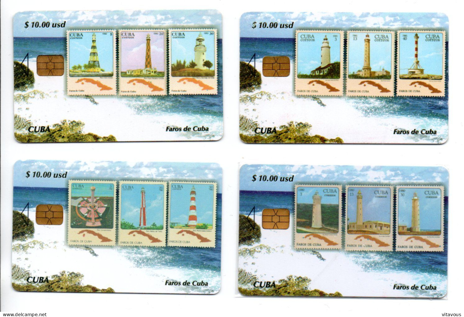 Phare Lighthouse Leuchttum Timbre Stamp 4 Télécartes CUBA Phonecard Telefonkarte (J 948) - Cuba