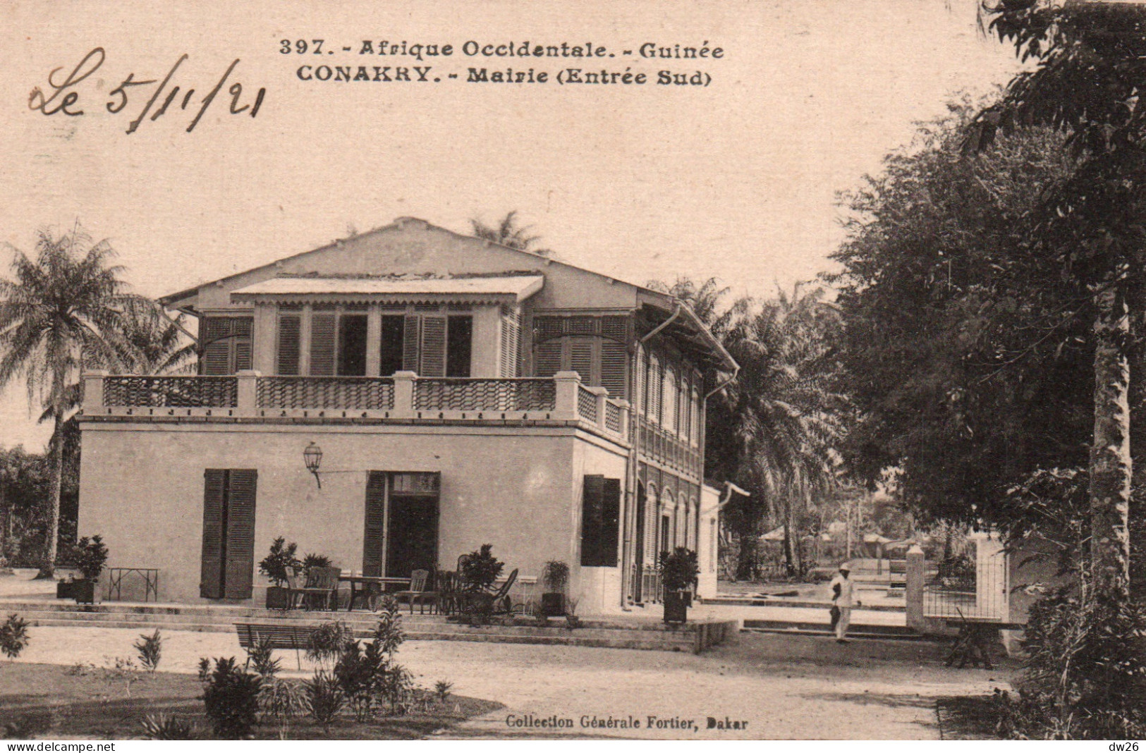 Afrique Occidentale - Guinée Française - Conakry, La Mairie, Entrée Sud - Collection Fortier - Carte N° 397 - Frans Guinee
