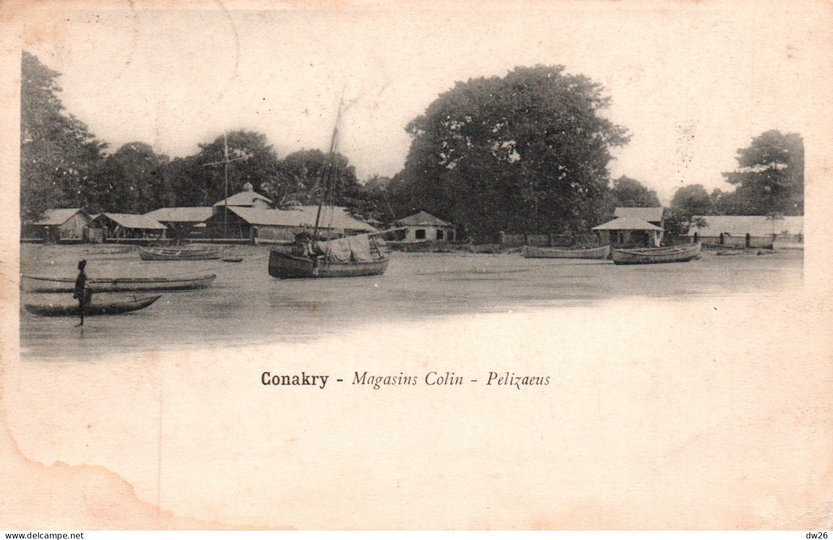 Afrique Occidentale - Guinée Française - Conakry, Magasins Colin, Pelizaeus - Carte Dos Simple - Guinea Francese