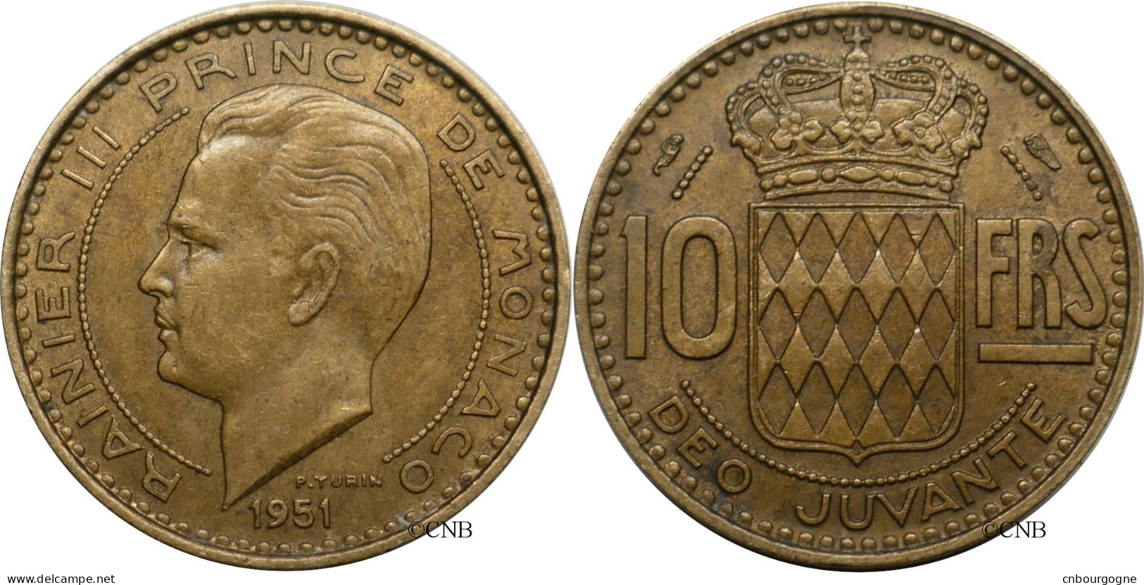 Monaco - Principauté - Rainier III - 10 Francs 1951 - TTB+/AU50 - Mon6144 - 1949-1956 Old Francs
