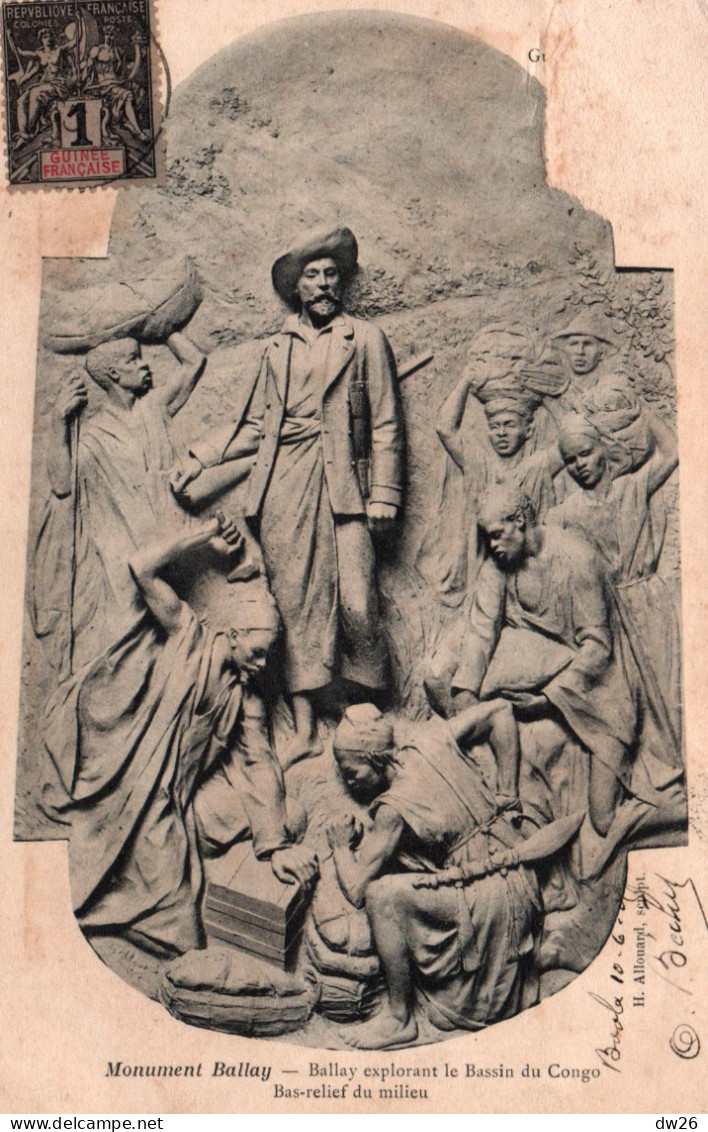 Afrique Occidentale - Guinée Française - Conakry, Monument Ballay, Bas-relief, Ballay Explorant Le Bassin Du Congo - French Guinea