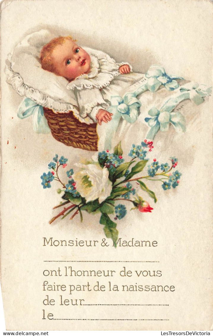 FANTAISIE - Bébé - Faire Part De Naissance - Bébé Dans Un Couffin - Cartes Postales Ancienne - Baby's