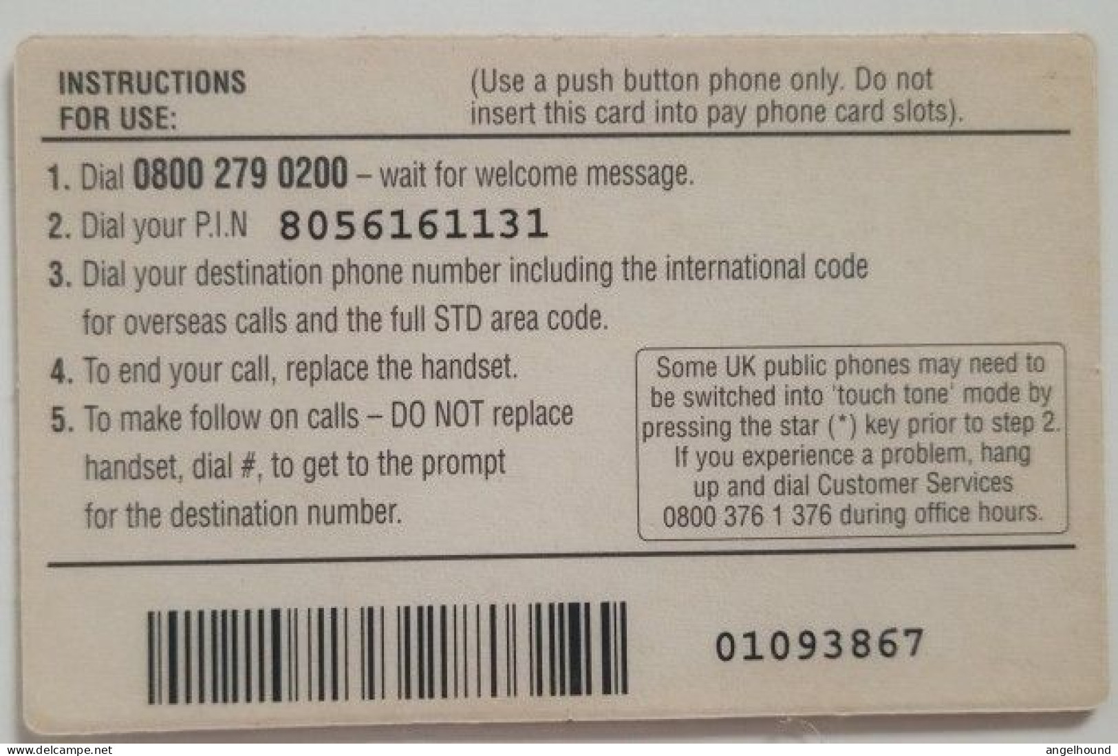 UK £10 Prepaid - International Telephone Service - Otros & Sin Clasificación