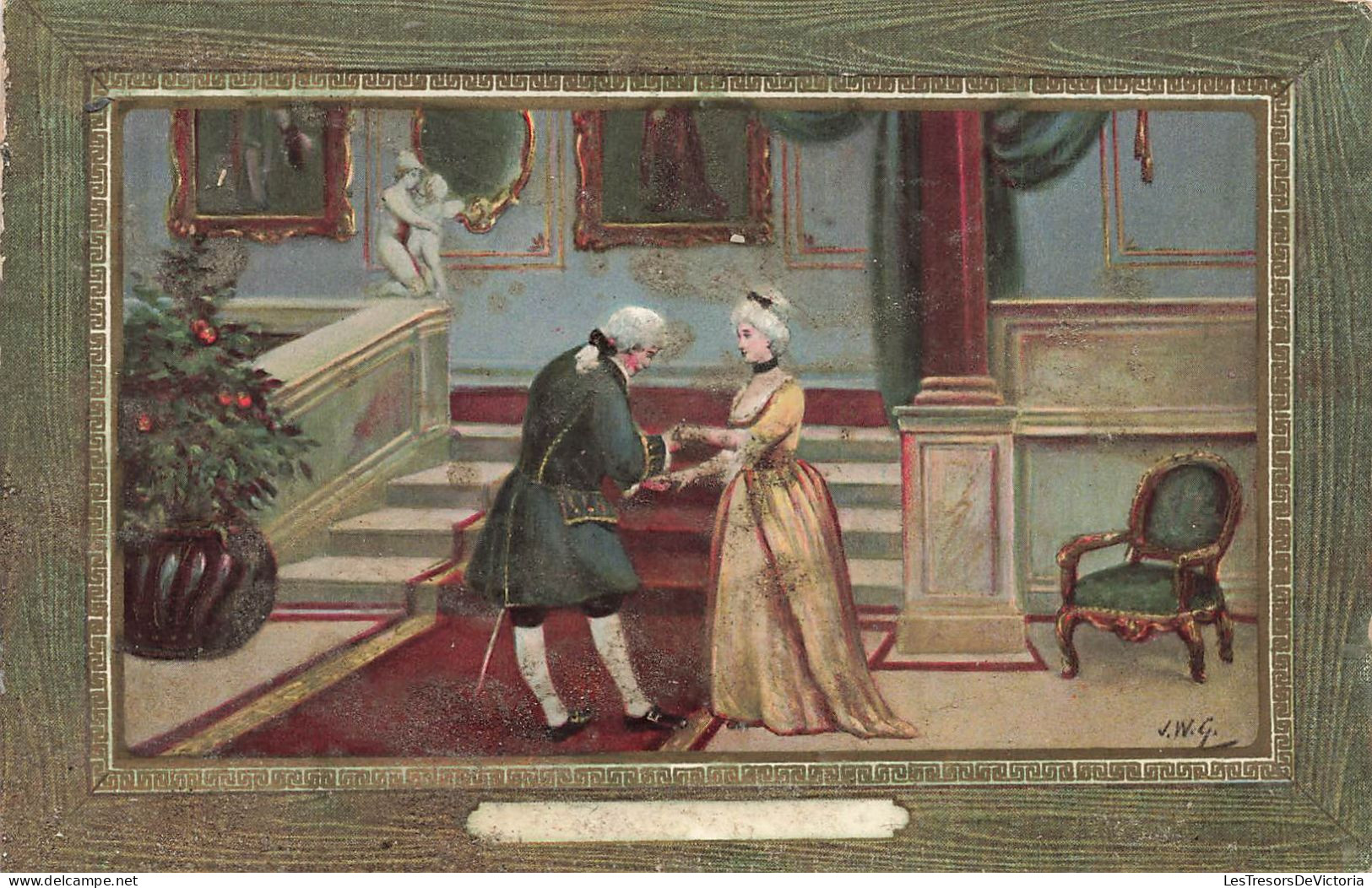 ARTS - Tableau - JWG - Un Noble Faisant La Court à Une Dame - Cartes Postales Ancienne - Peintures & Tableaux