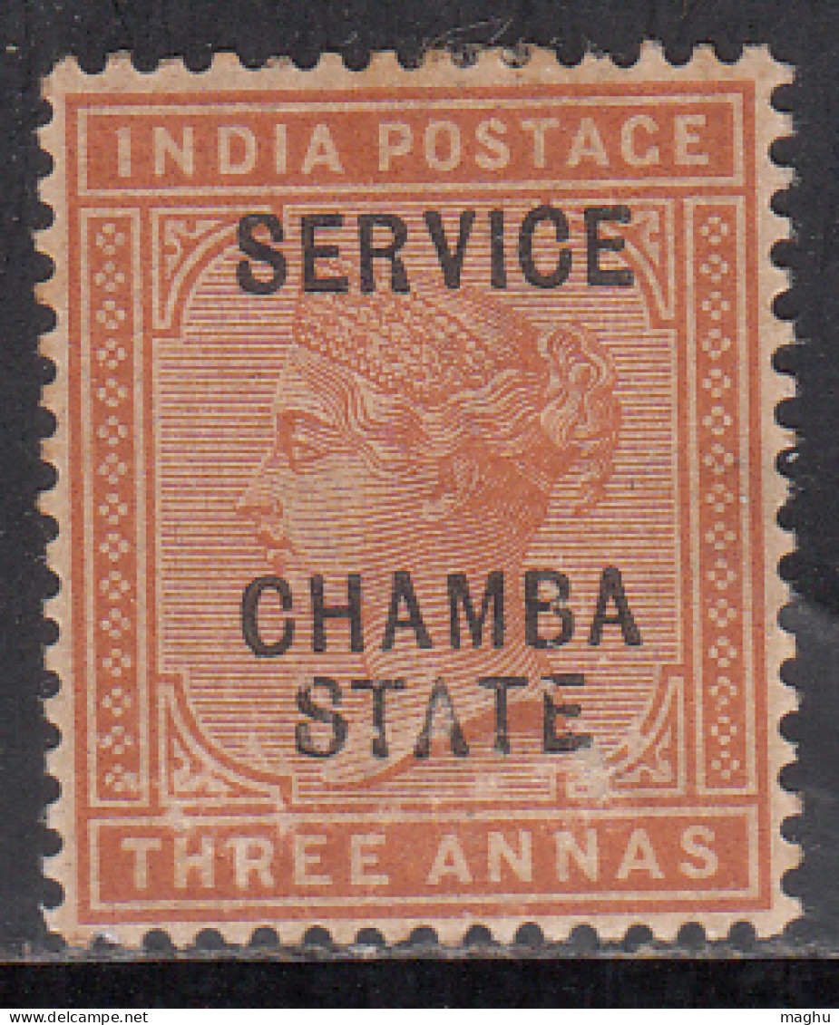 3a MH QV Series 1887-1898, Chamba State SERVICE, British India - Chamba