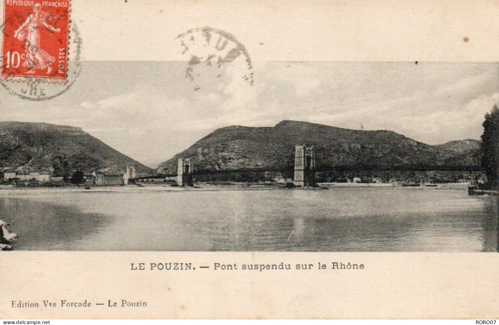 07 Ardèche Très Beau Plan LE POUZIN Pont Suspendu Sur Le Rhône - Le Pouzin