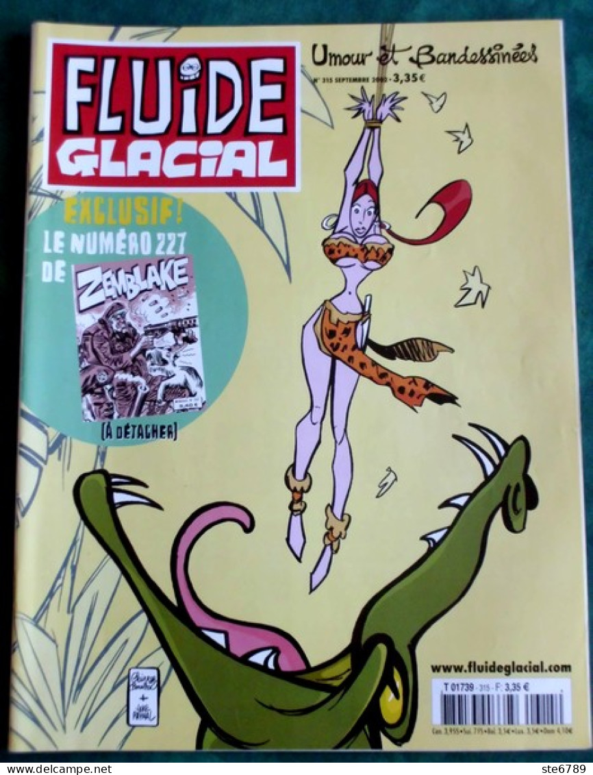 FLUIDE GLACIAL BD N° 315 * Septembre 2002 Couverture Bouilhac, Raynal  Complet ( Zemblake 227 ) - Fluide Glacial