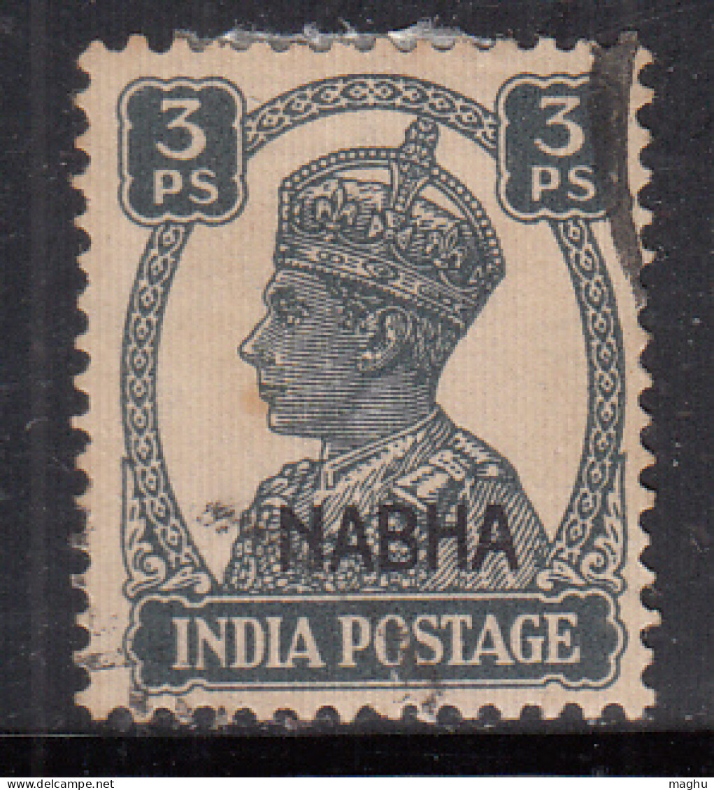 3p Used Nabha State, KGVI Series 1941-1943, SG105, British India - Nabha