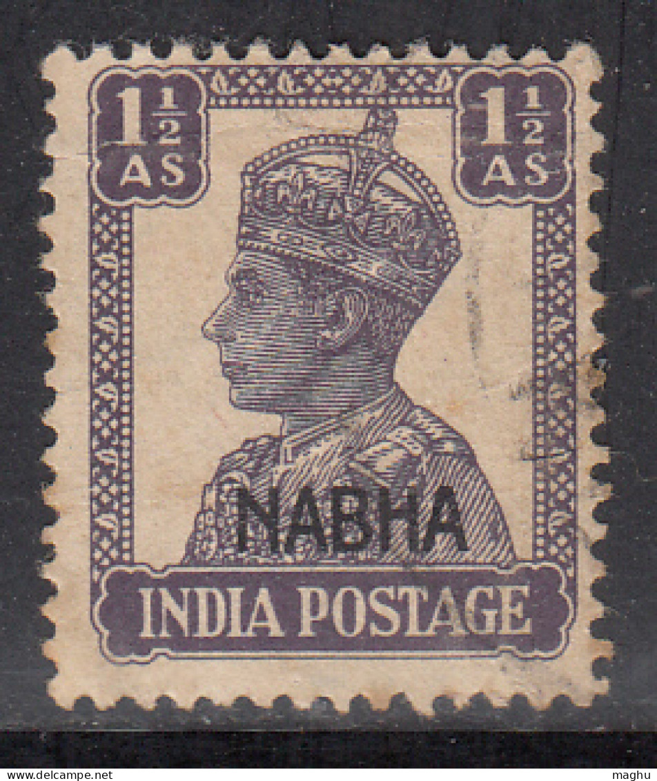 1½a Used Nabha State, KGVI Series 1941-1943,, British India - Nabha