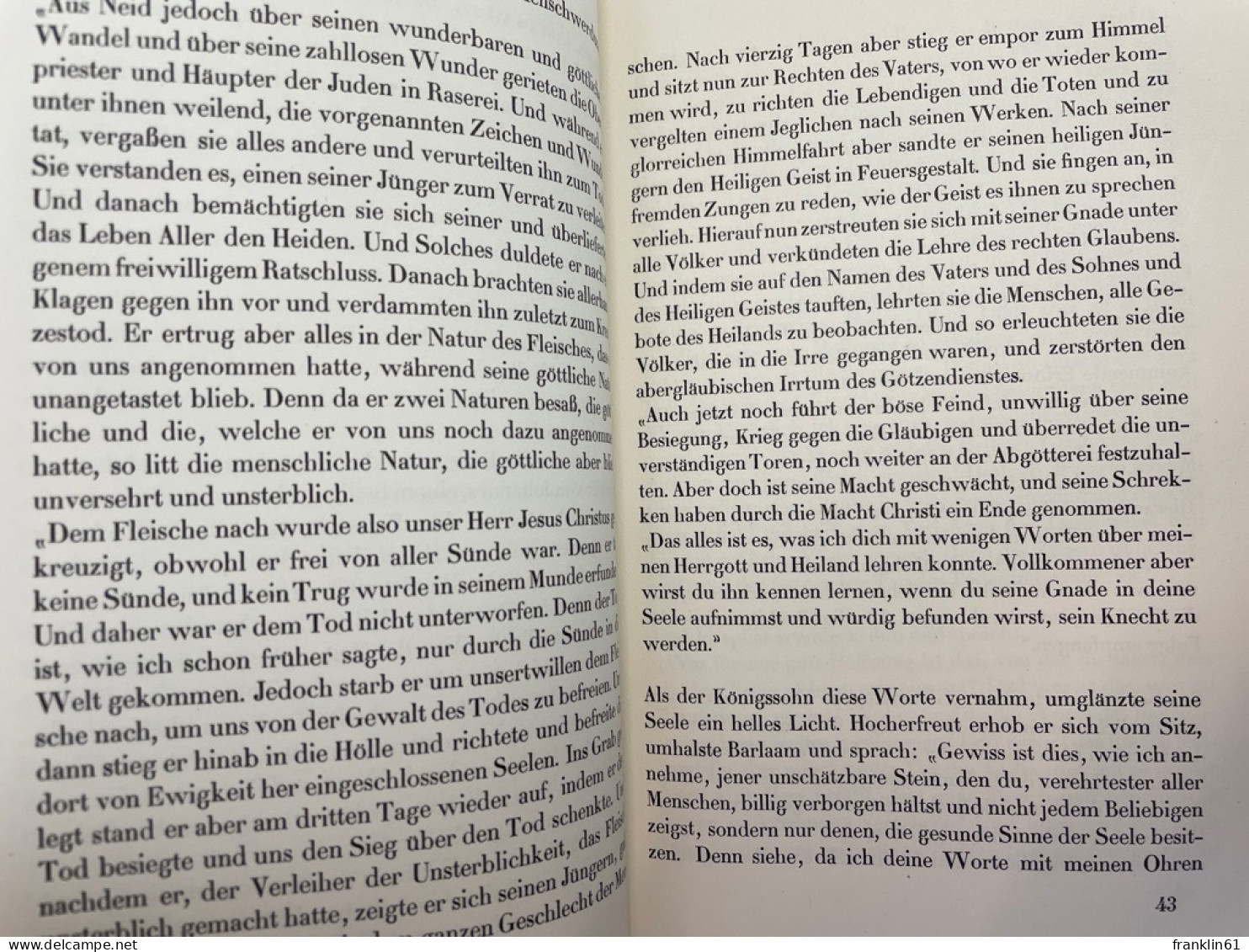 Die Legende Von Barlaam Und Josaphat : Zugeschrieben Dem Heiligen Johannes Von Damaskus. - Lyrik & Essays