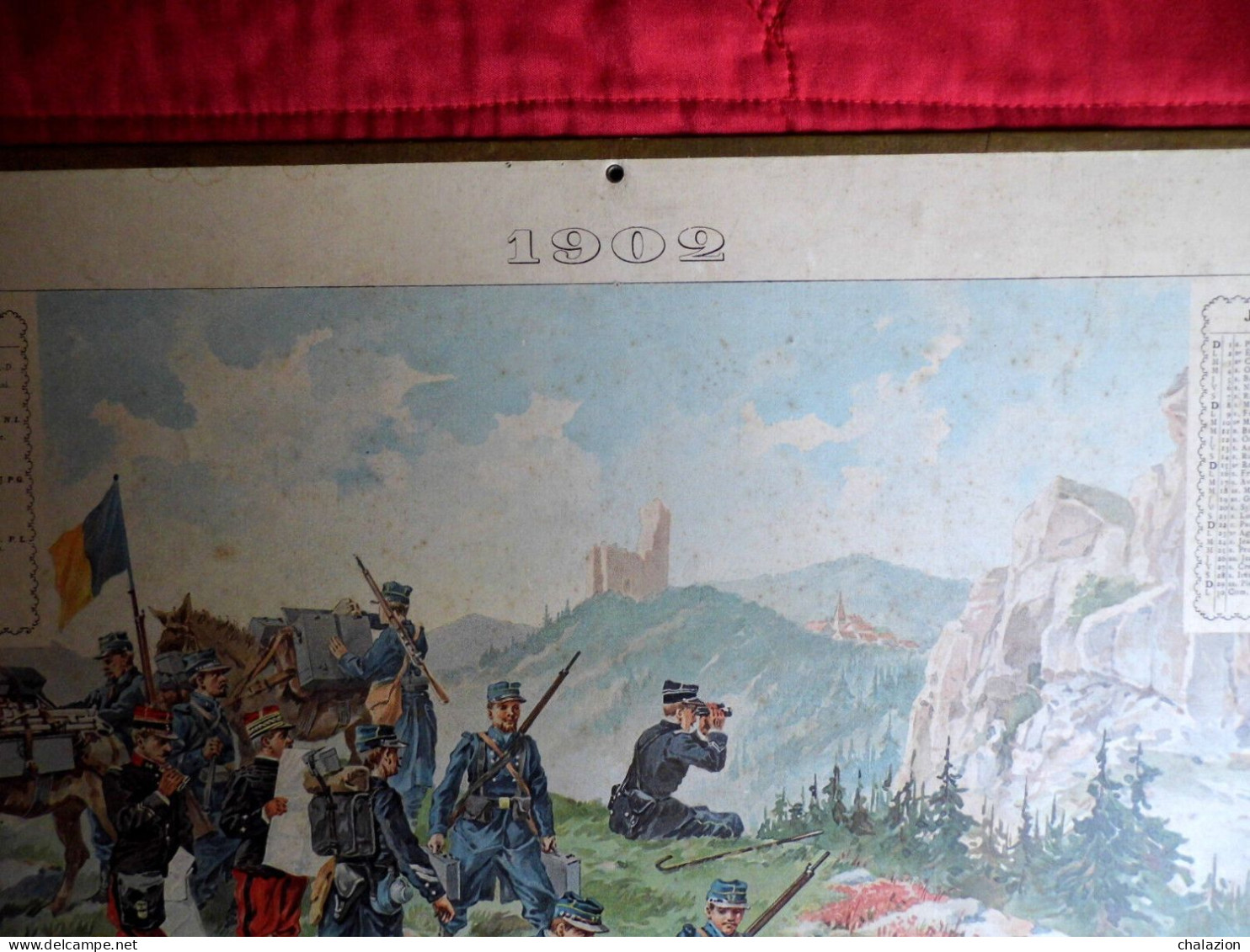 Grand Calendrier Illustrateur PAUL KAUFFMANN  1902 Militaria Chasseurs Vosgiens - Big : 1901-20