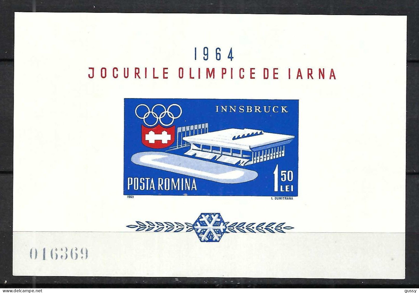 ROUMANIE Ca.1964: Bloc Neuf** "J.O. D'Innsbruck" - Invierno 1964: Innsbruck