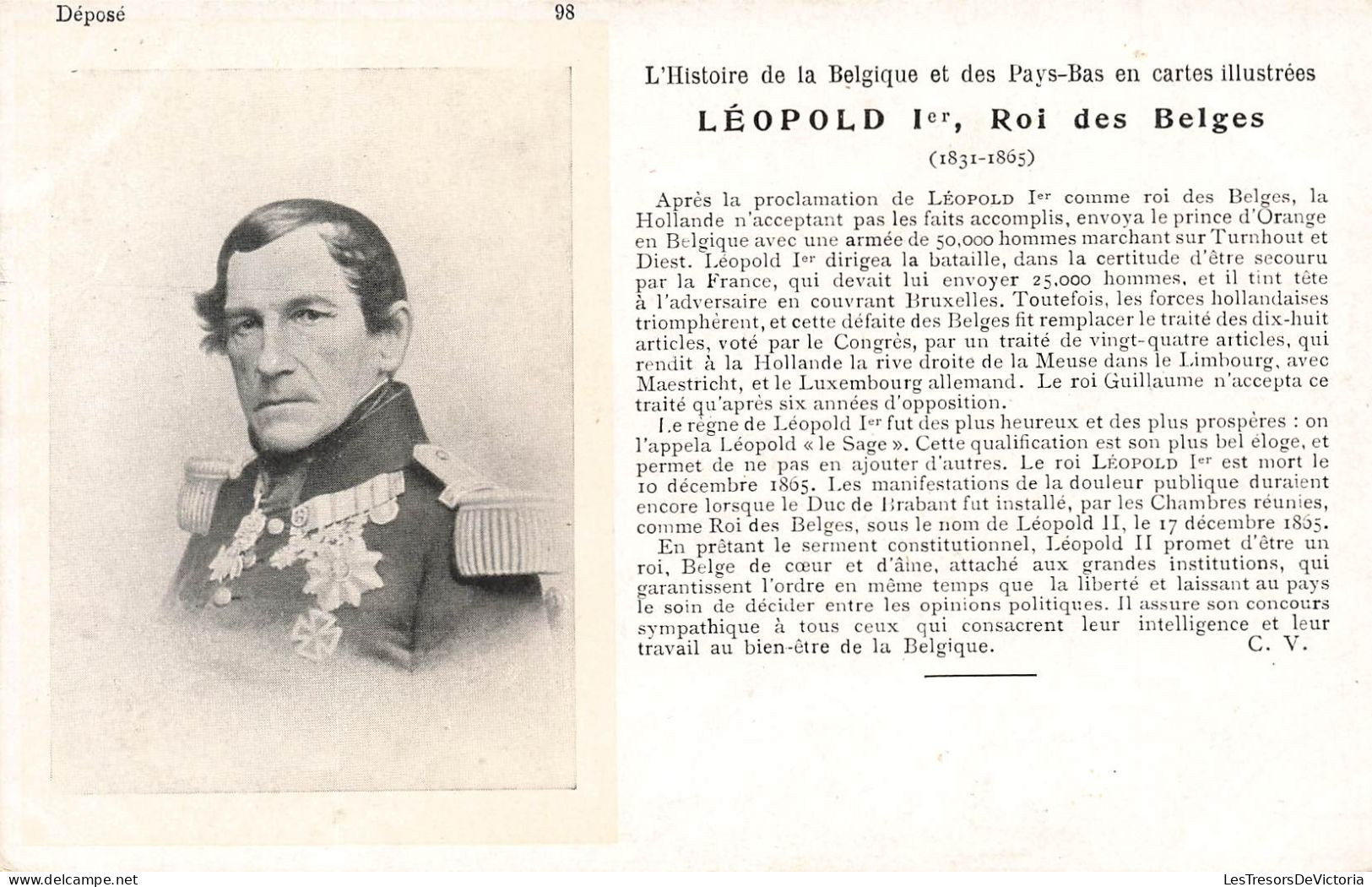 BELGIQUE - Bruxelles - Léopold I Er, Roi Des Belges - L'Histoire De La Belgique Et Pays Bas - Cartes Postales Ancienne - Personaggi Famosi