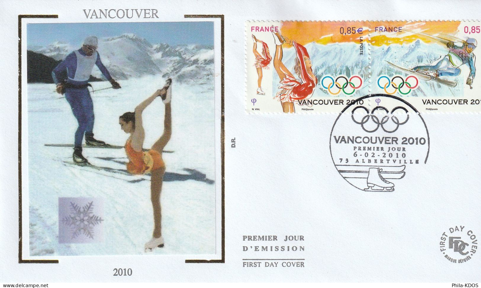 2010 " J.O. D'HIVER DE VANCOUVER " Sur Enveloppe 1er Jour Sur Soie. N° YT 4436 4437 FDC à Saisir !!! - Hiver 2010: Vancouver