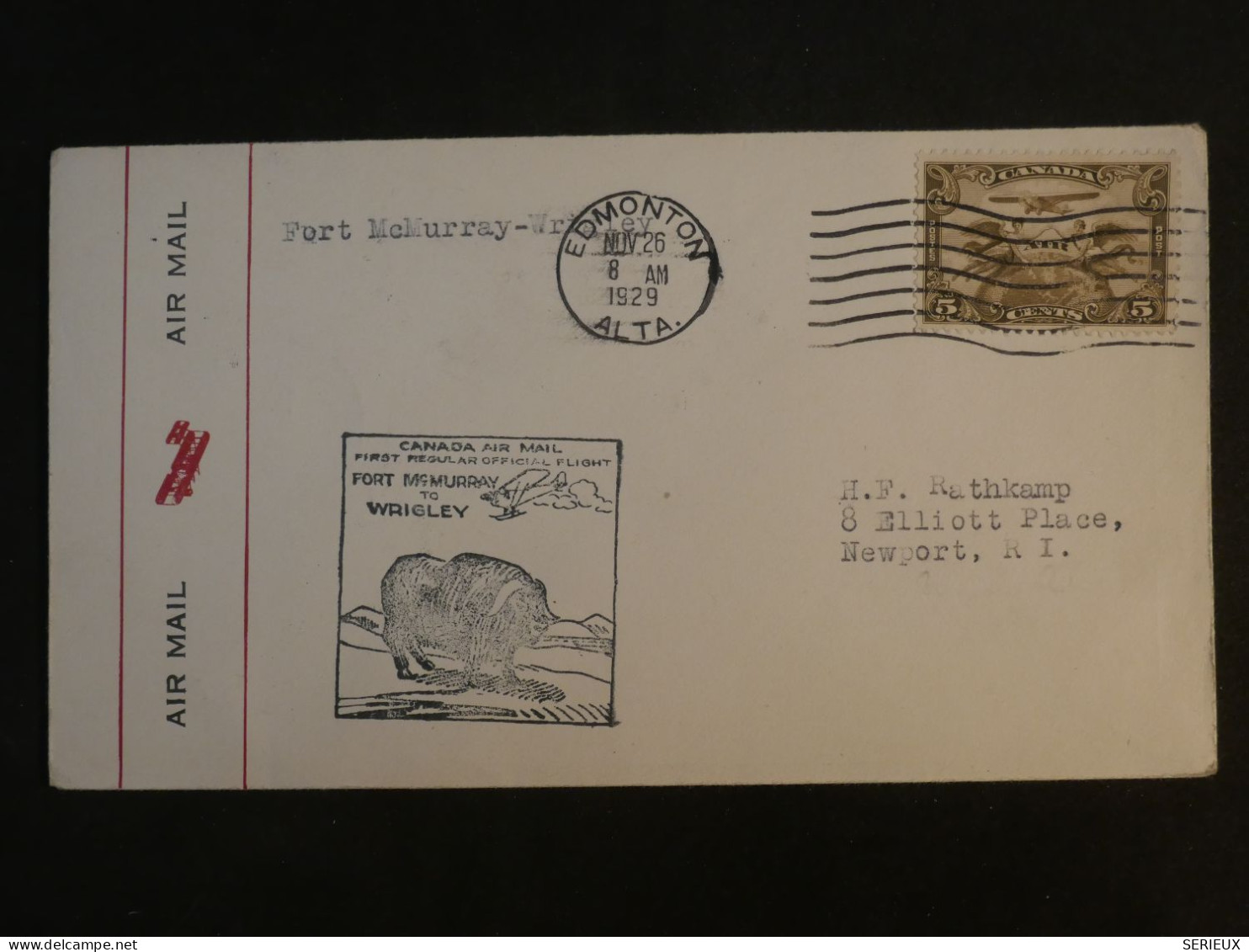 C CANADA BELLE  LETTRE 1929  1ST FLIGHT  EDMONTON A  NEWPORT  +PA N°1 +AFF. INTERESSANT+ + - Covers & Documents