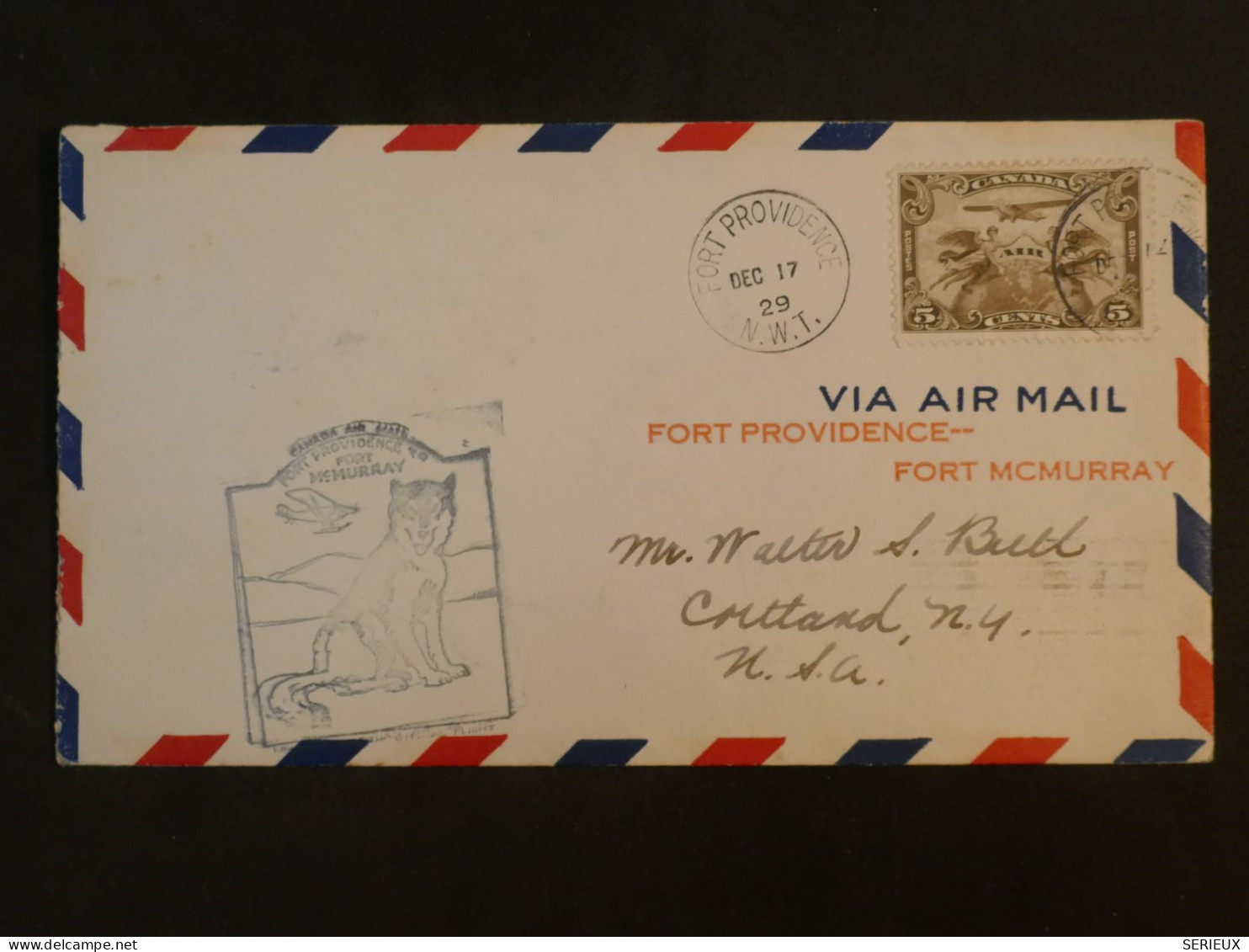 T42 CANADA BELLE  LETTRE 1929  1ST FLIGHT PORT PROVIDENCE TO USA+PA N°1 +AFF. INTERESSANT+ + - Lettres & Documents