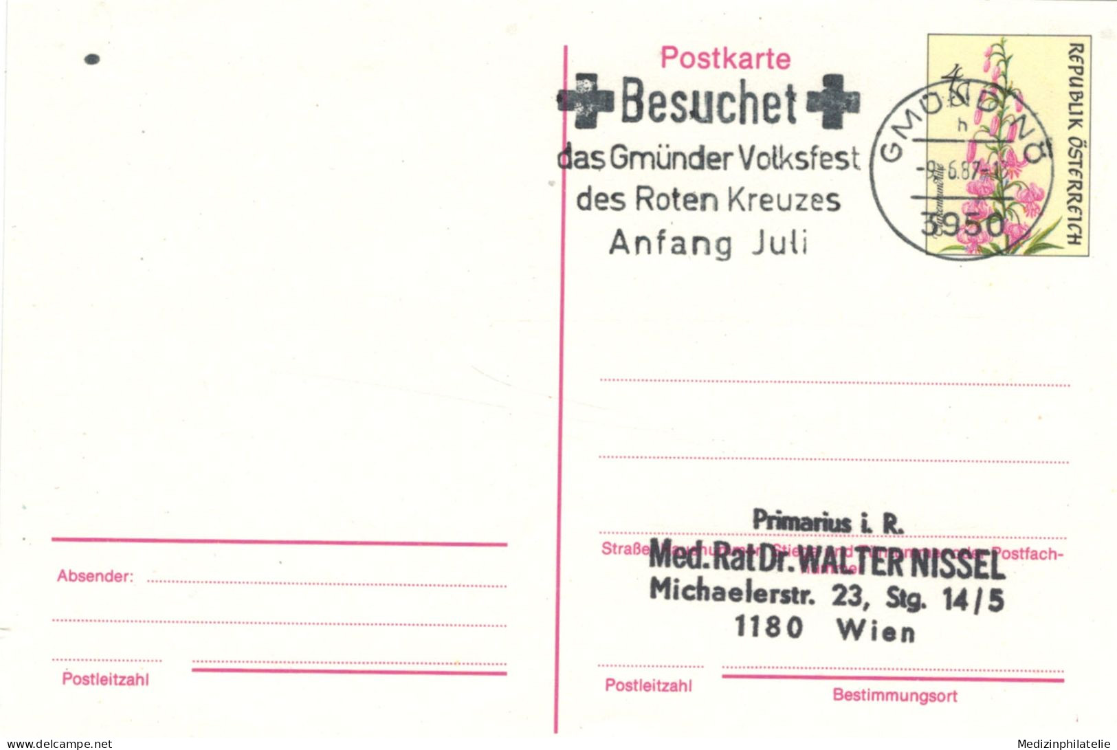 Rotes Kreuz - Gmünder Volksfest 3950 1987 - Türkenbund-Lilie - Primeros Auxilios