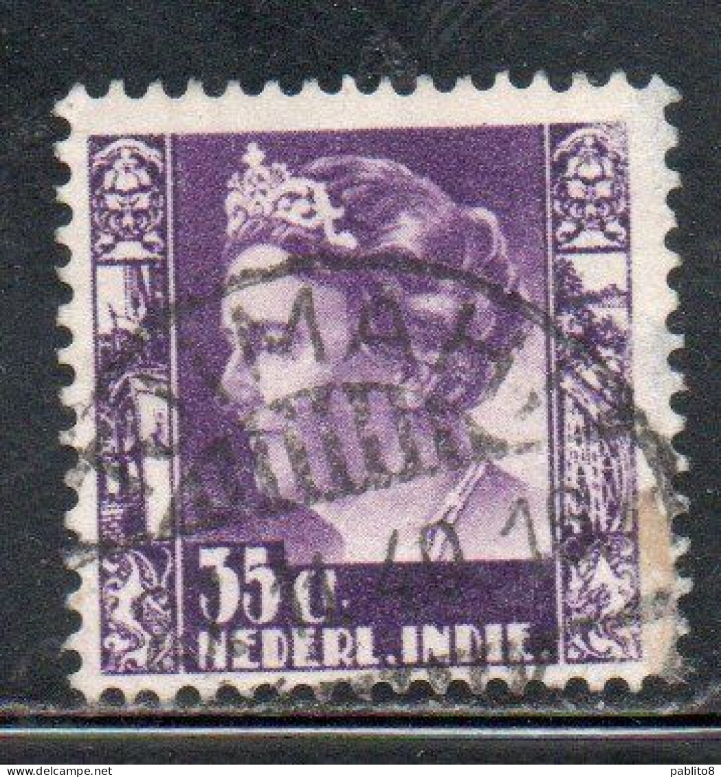 DUTCH INDIA INDIE INDE NEDERLANDS HOLLAND OLANDESE OLANDESI INDIES 1933 1937 1934 QUEEN WILHELMINA 35c USED USATO - Nederlands-Indië