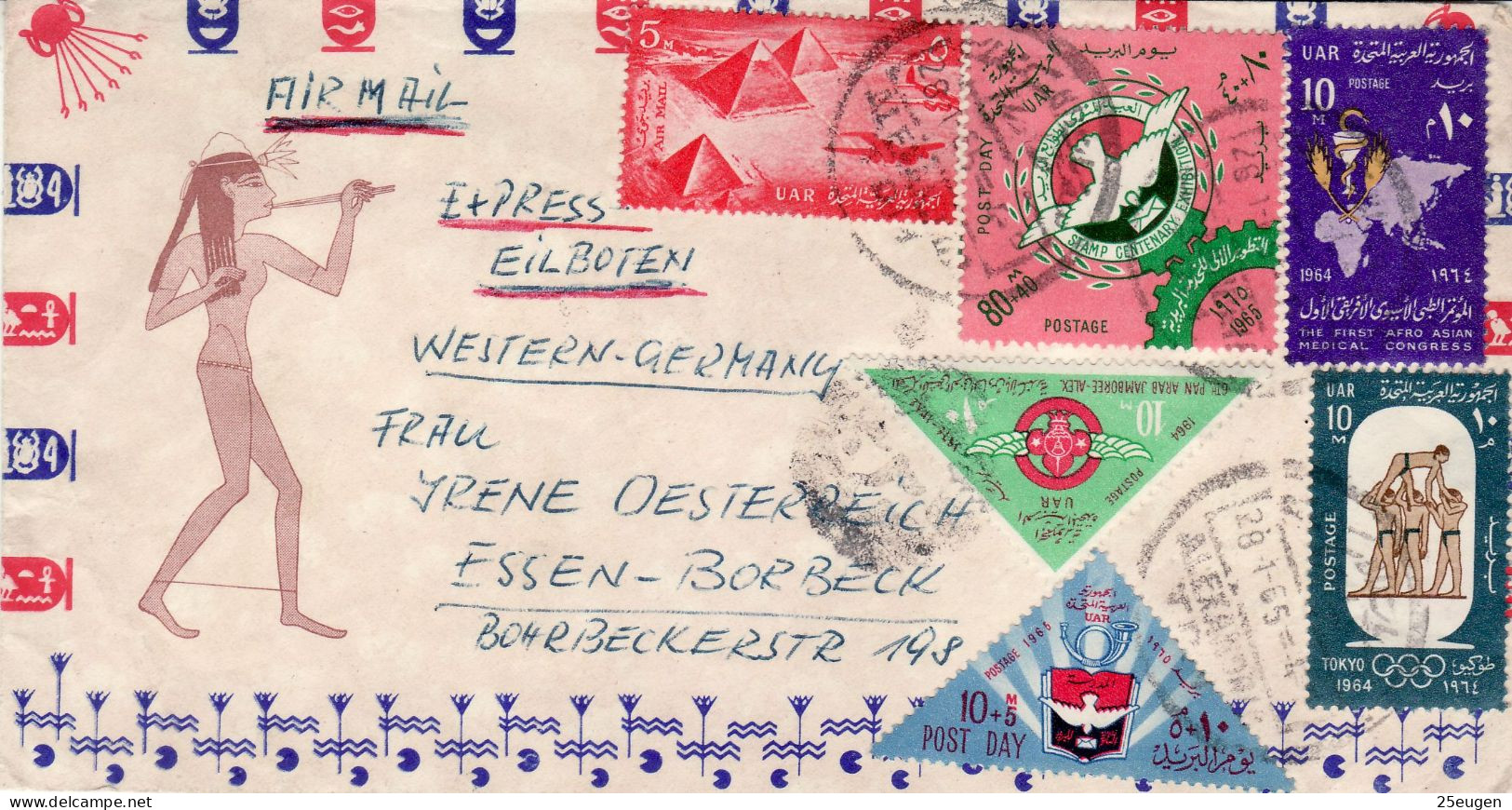 EGYPT 1965 AIRMAIL LETTER SENT FROM ALEXANDRIA TO ESSEN - Lettres & Documents