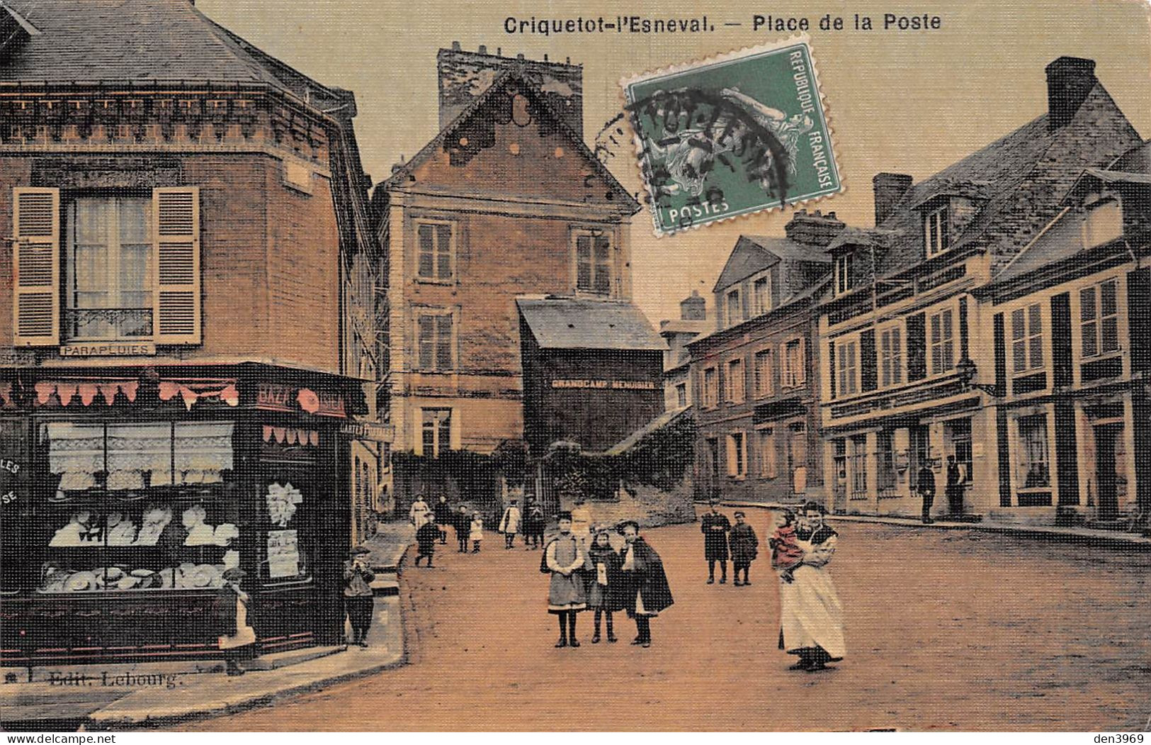 CRIQUETOT-l'ESNEVAL (Seine-Maritime) - Place De La Poste - Toilée Couleurs - Voyagé (2 Scans) Paris 18e, 14 Rue Poulet - Criquetot L'Esneval