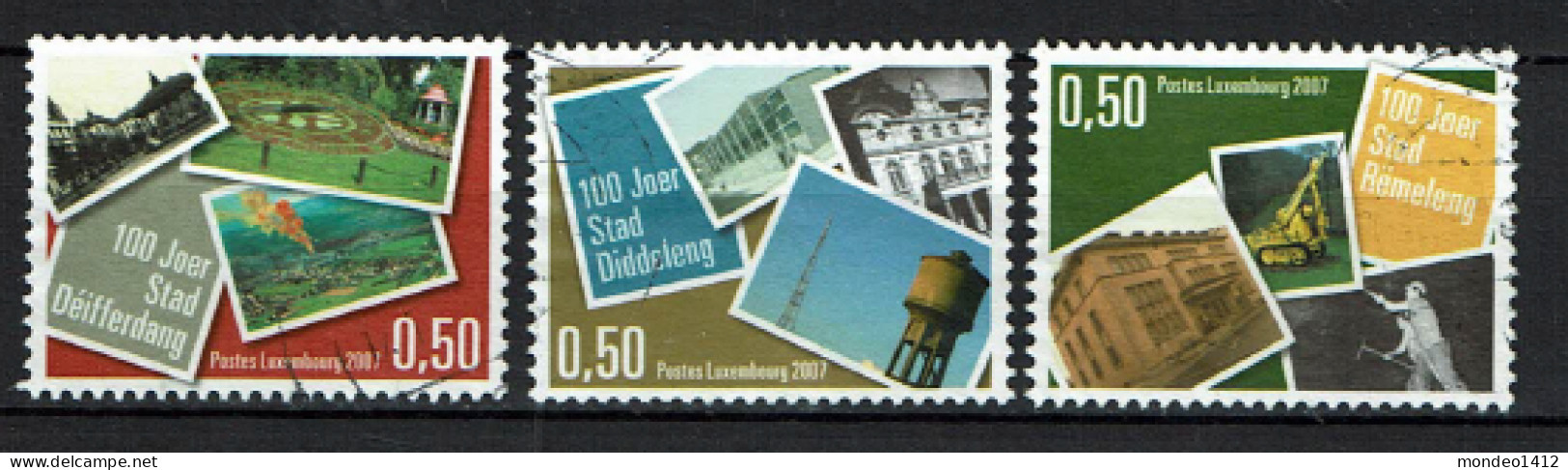 Luxembourg 2007 - YT 1696/1697/1699 - Villes Centenaires, Differdange, Dudelange, Rumelange - Usados