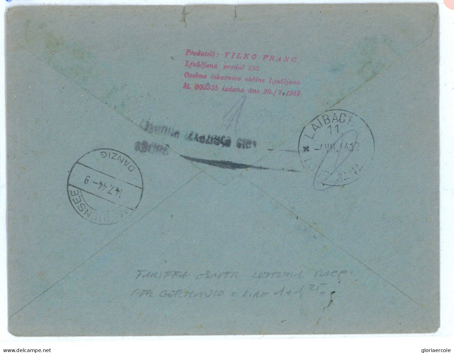P2514 - ITALIA LJUBIANA, GERMAN OCCUPATION ON ITALIAN STAMPS, 4.7.1944 EXACT RATE TO POLAND, (ARRIVAL 14.7.1944) - Lubiana
