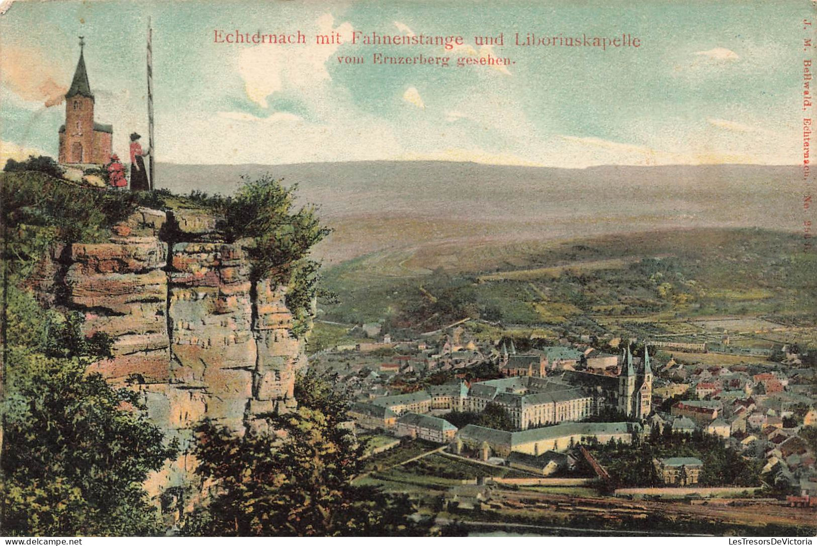 LUXEMBOURG - Echternach Mit Fahnenstange Und Liboriuskapelle Vom Ernzerberg Geseben - Colorisé - Carte Postale Ancienne - Echternach