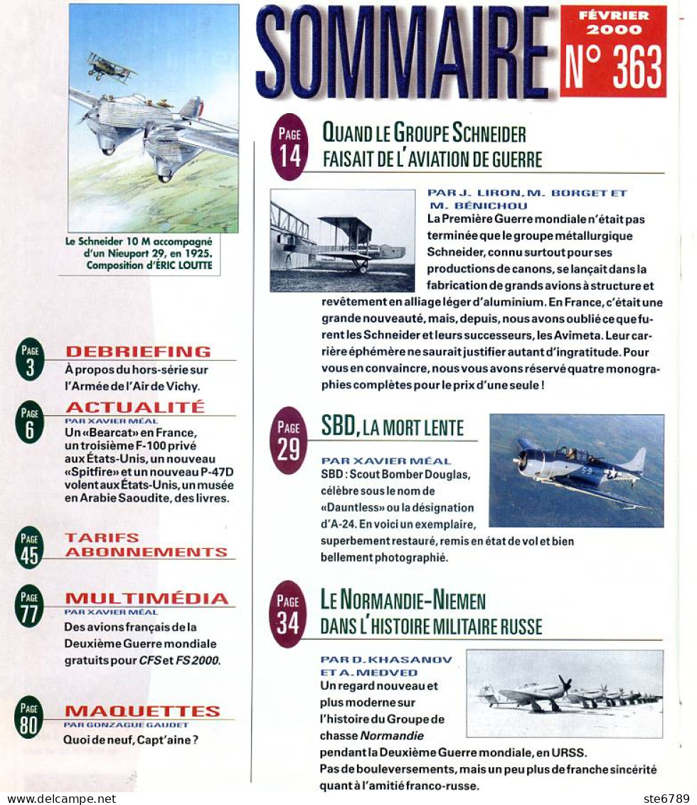 Le Fana De L'aviation N° 363  Groupe Schneider , Martin 404 , Normandie Niemen , SBD Dauntless , Phantom USAF - Luchtvaart